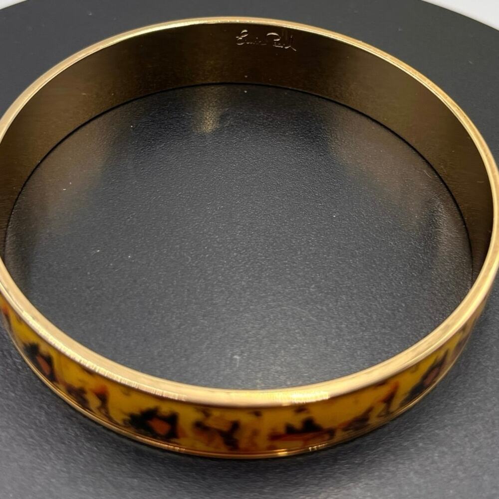 Erwin Pearl MAYA Edo Courtesan Hand Paint Print 22k Gold Plate Bangle Bracelet - Picture 6 of 7